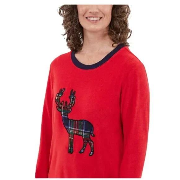 Eddie Bauer Women's Holiday Reindeer Family Matching Pajama Set - Picture 2 of 4